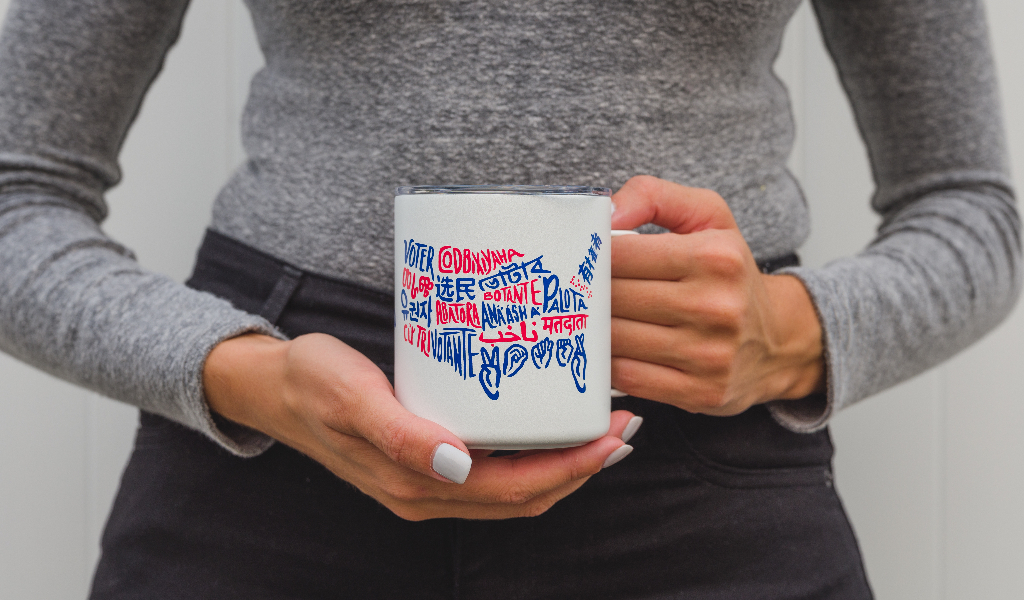 Person holding the Voter Camp Cup.