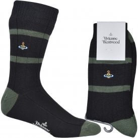 Pantherella Leisure Weight Sport Socks, Black/khaki