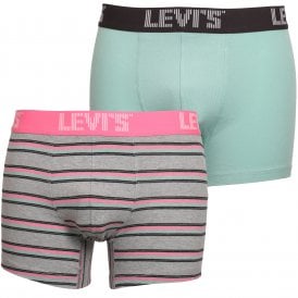 2-Pack Stripe Boxer Briefs, Mint/Grey/pink
