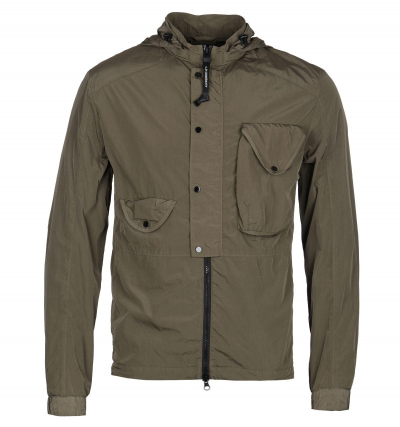 CP Company Hooded Button Front Chrome Khaki Overshirt