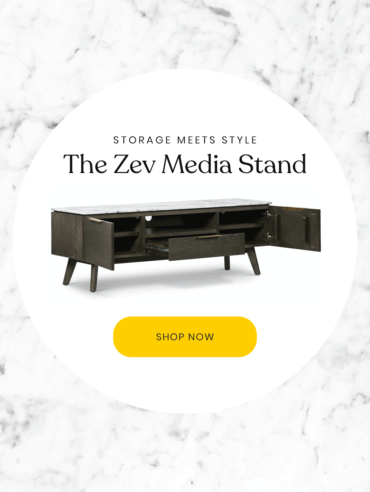 Storage Meets Style | The Zev Media Stand | Shop Now