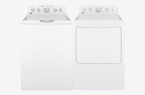 GE White Top Loading Washer with 7.2 CuFt Electric Dryer