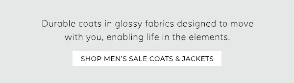 Durable coats in glossy fabrics designed to move with you, enabling life in the elements. Shop Men’s Sale Coats & Jackets.
