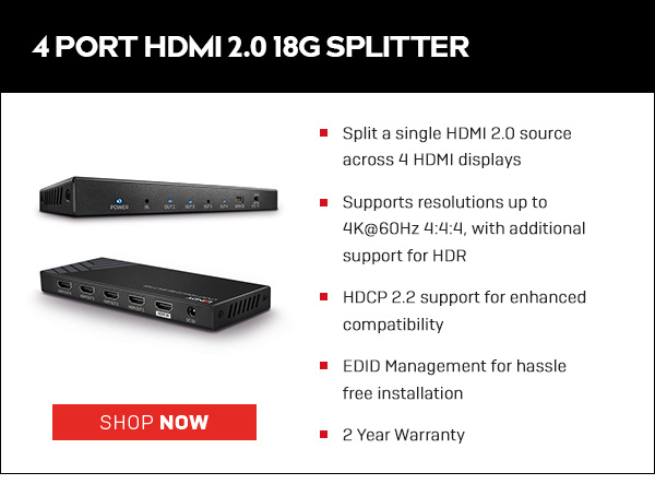 4 Port HDMI 2.0 18G Splitter