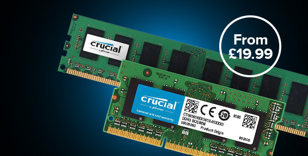 Crucial PC & Laptop RAM - From Only ?19.99