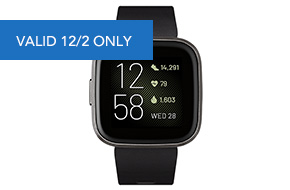 Shop Fitbit Versa 2 Black And Carbon Aluminum Fitness Smartwatch