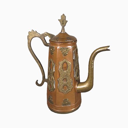 Image of Antique Art Nouveau Copper & Brass Tea Pot