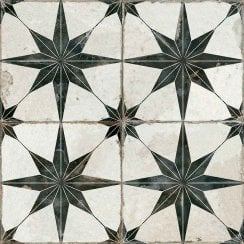 Scintilla Black Star Pattern 45cm x 45cm Wall & Floor Tile