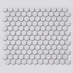 Hexagon Matt White (2.3cm x 2.3cm) 30cm x 26cm Mosaic Tile