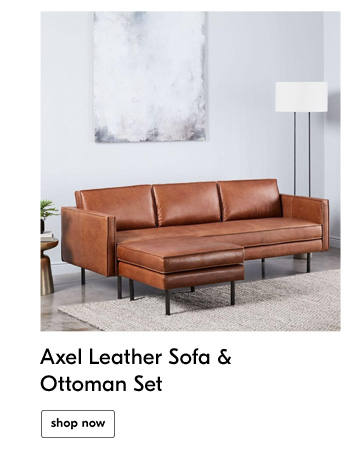 Axel Leather Sofa & Ottoman Set