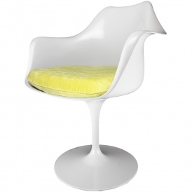 White and Luxurious Yellow Tulip Style Armchair