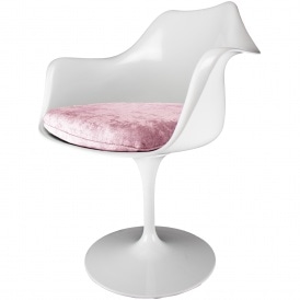 White and Luxurious Light Pink Tulip Style Armchair