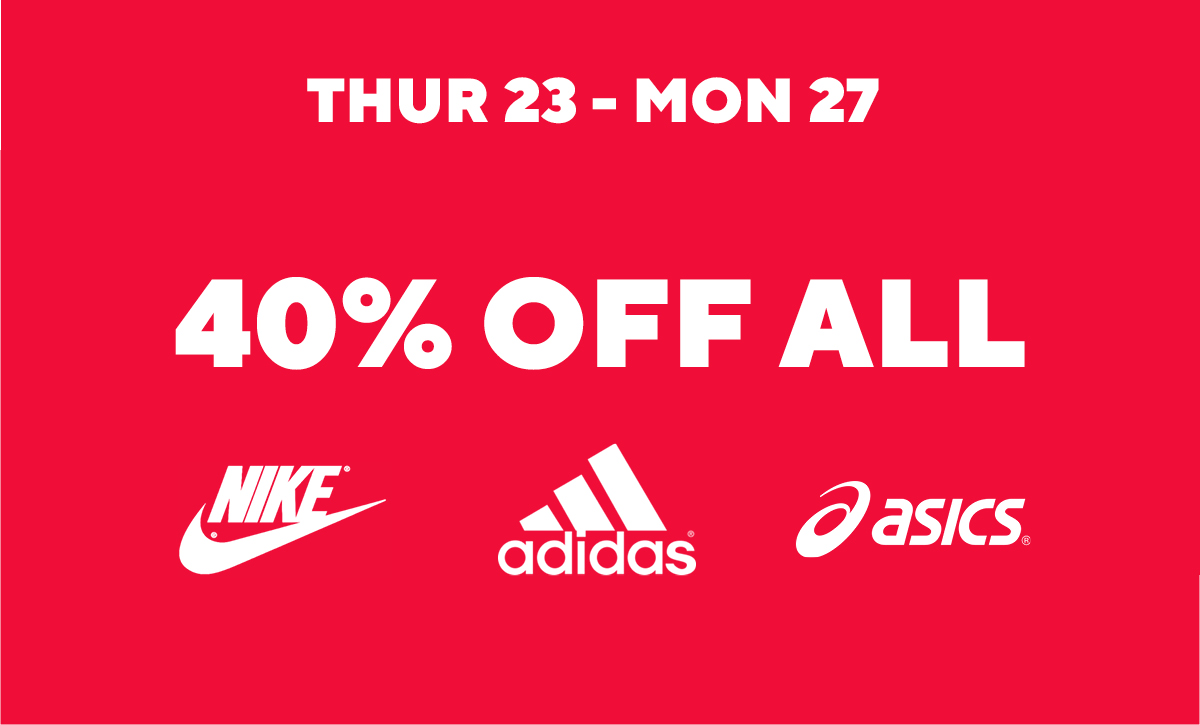 40% off all nike adidas and asics