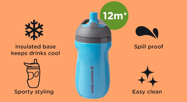 Insulated base keeps drinks cool | Sporty Styling | Spill Proof | Easy clean