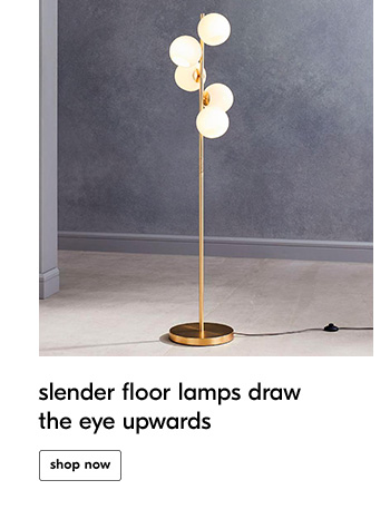 slender floor lamps draw the eye upwards