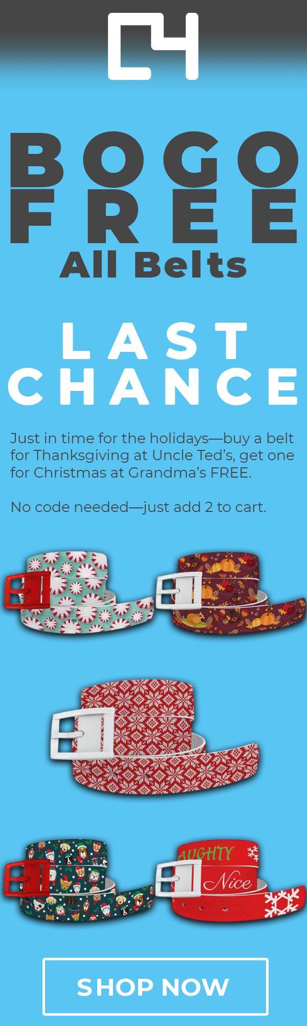 Buy ANY belt, get 1 FREE!