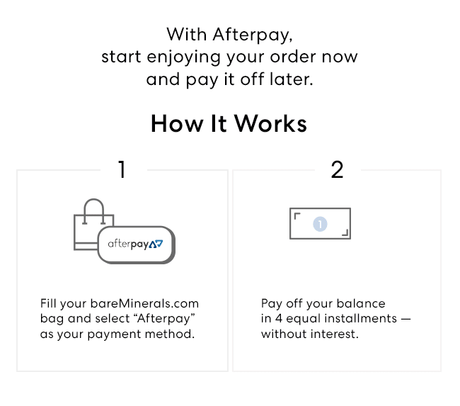 With Afterpay, start enjoying your order now and pay it off later.