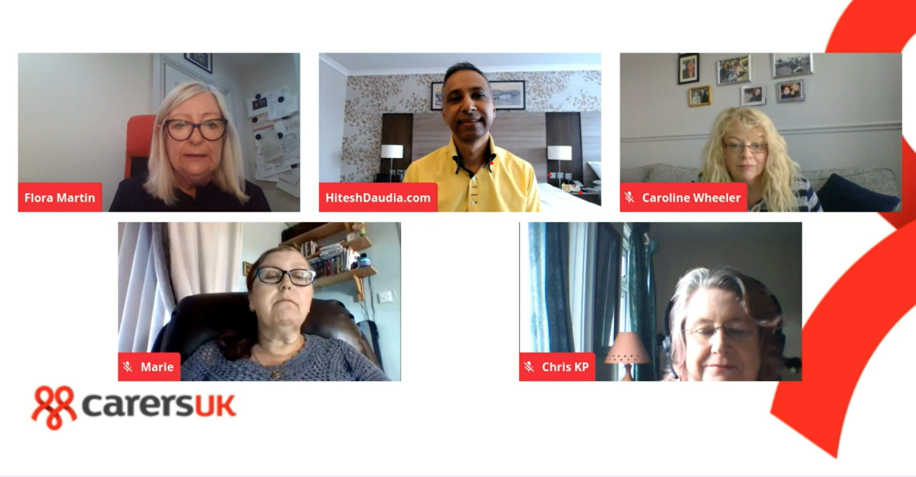 five carers on video call