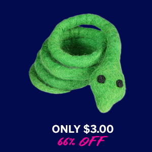 Wooly Wonkz Safari Cat Toy - Green Snake