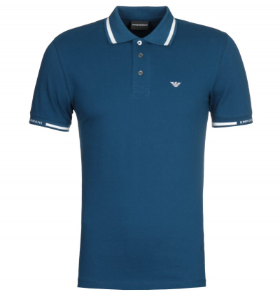 Emporio Armani Deep Blue Tipped Polo Shirt