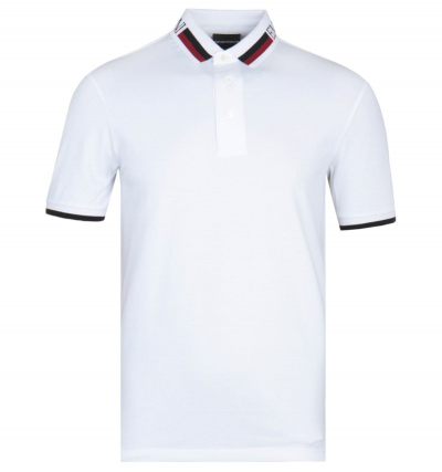 Emporio Armani White Twin Tipped Polo Shirt