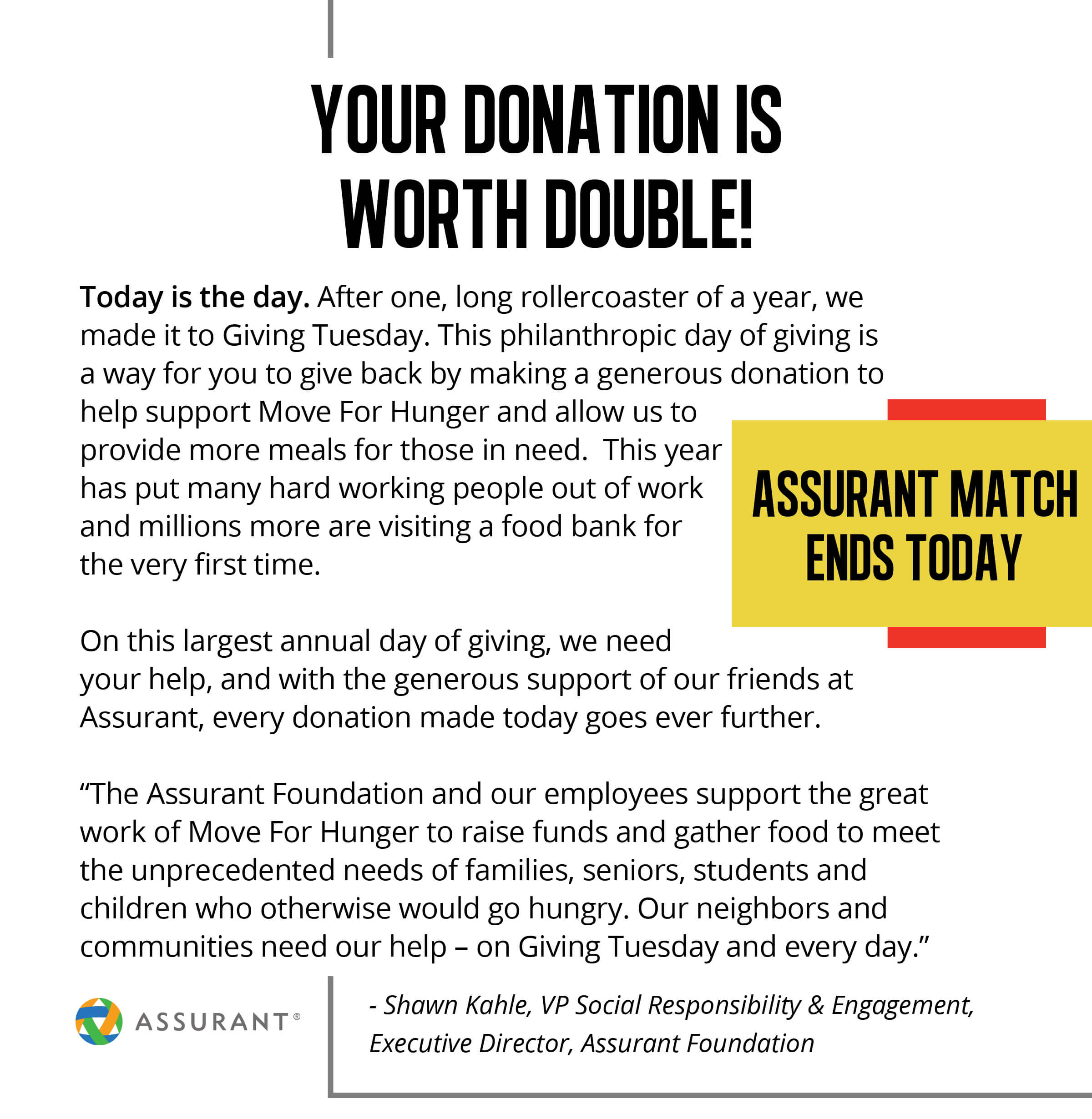 Your Donation is Worth Double!