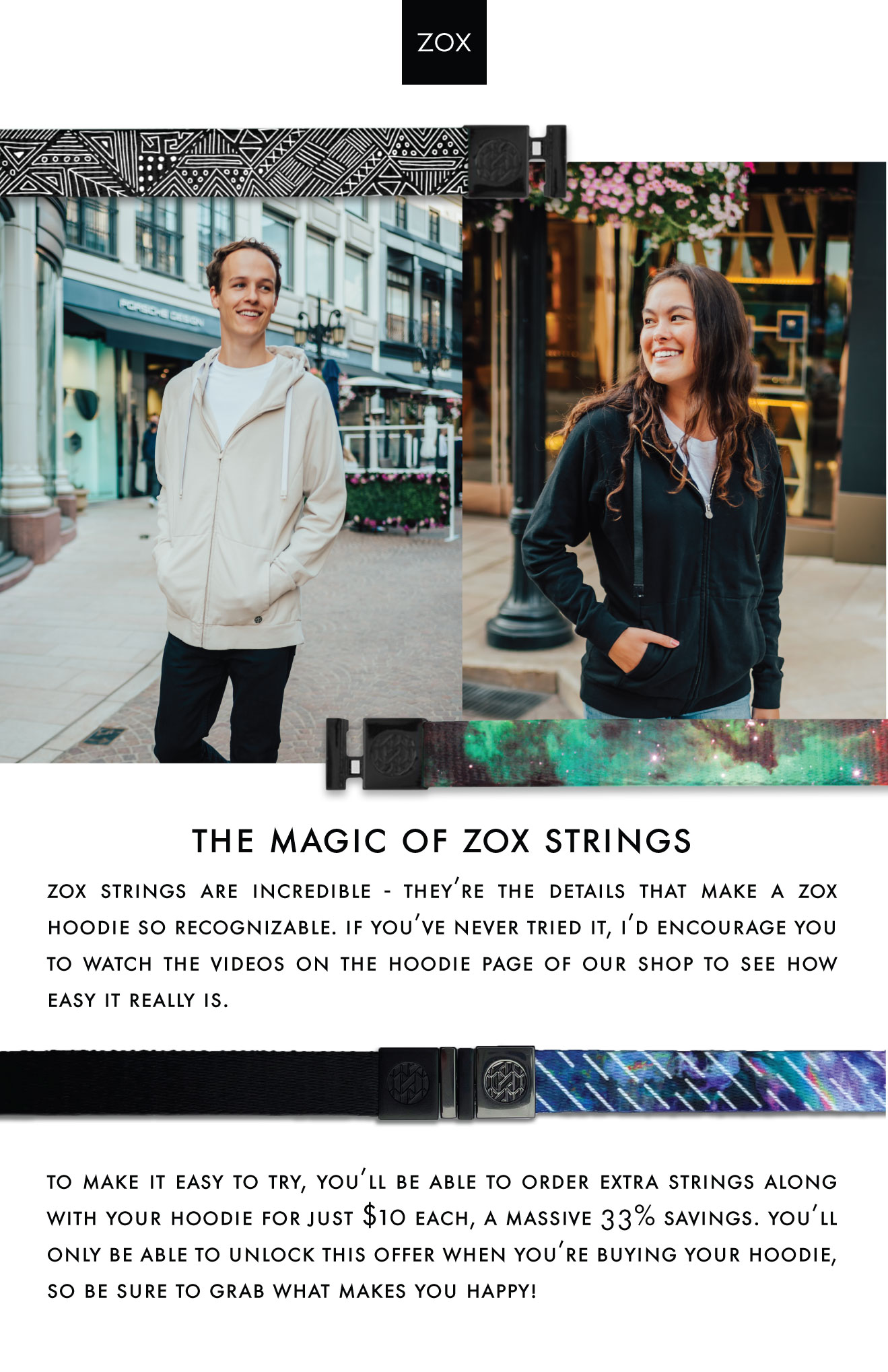 ZOX Strings are the details that make a ZOX Hoodies so recognizable.