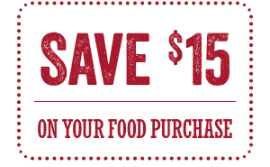 Enjoy $15 off Your $30 food purchase