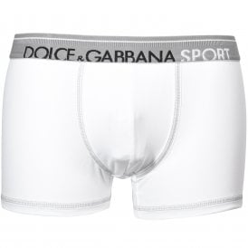 Sport Contrast Stitching Boxer Trunk, White/grey