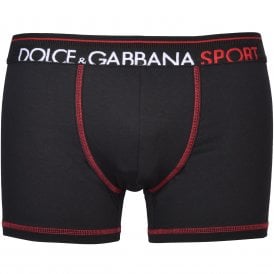 Sport Contrast Stitching Boxer Trunk, Black/red
