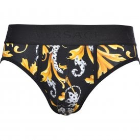 Luxe Golden Baroque Low-Rise Brief, Black/gold