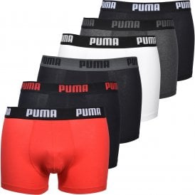6-Pack Basic Boxer Briefs, Red/White/Grey/Black