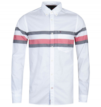 Tommy Hilfiger Slim Globe Stripe White Shirt