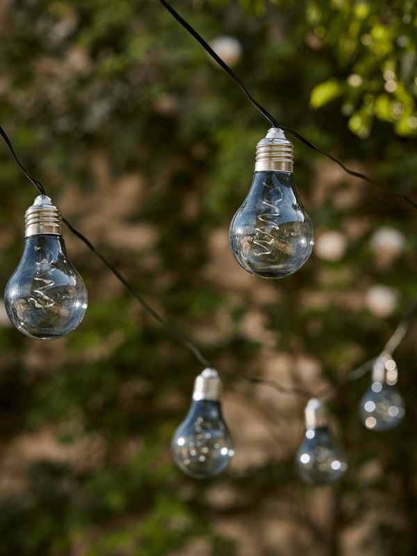 Solar Bulb Festoon Lights - Grey