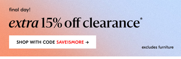 extra 15% off clearance