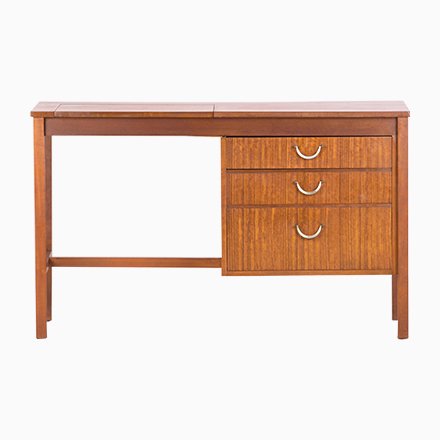 Image of Vintage Teak Desk with Drawers & Storage Compartments by Geske