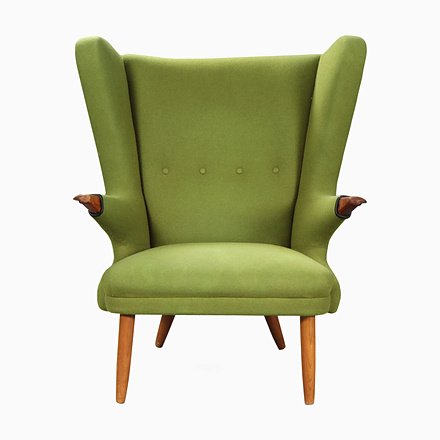 Image of Green Wool Armchair, 1960s