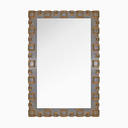 Image of Vintage cast brass and steel frame mirror by Sandro Petti