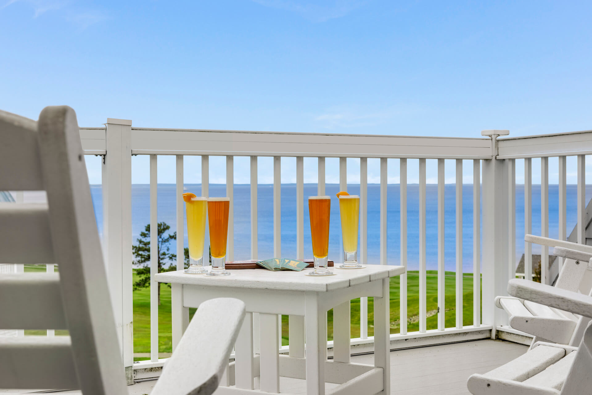 Enjoying beers & cribbage at Samoset Resort