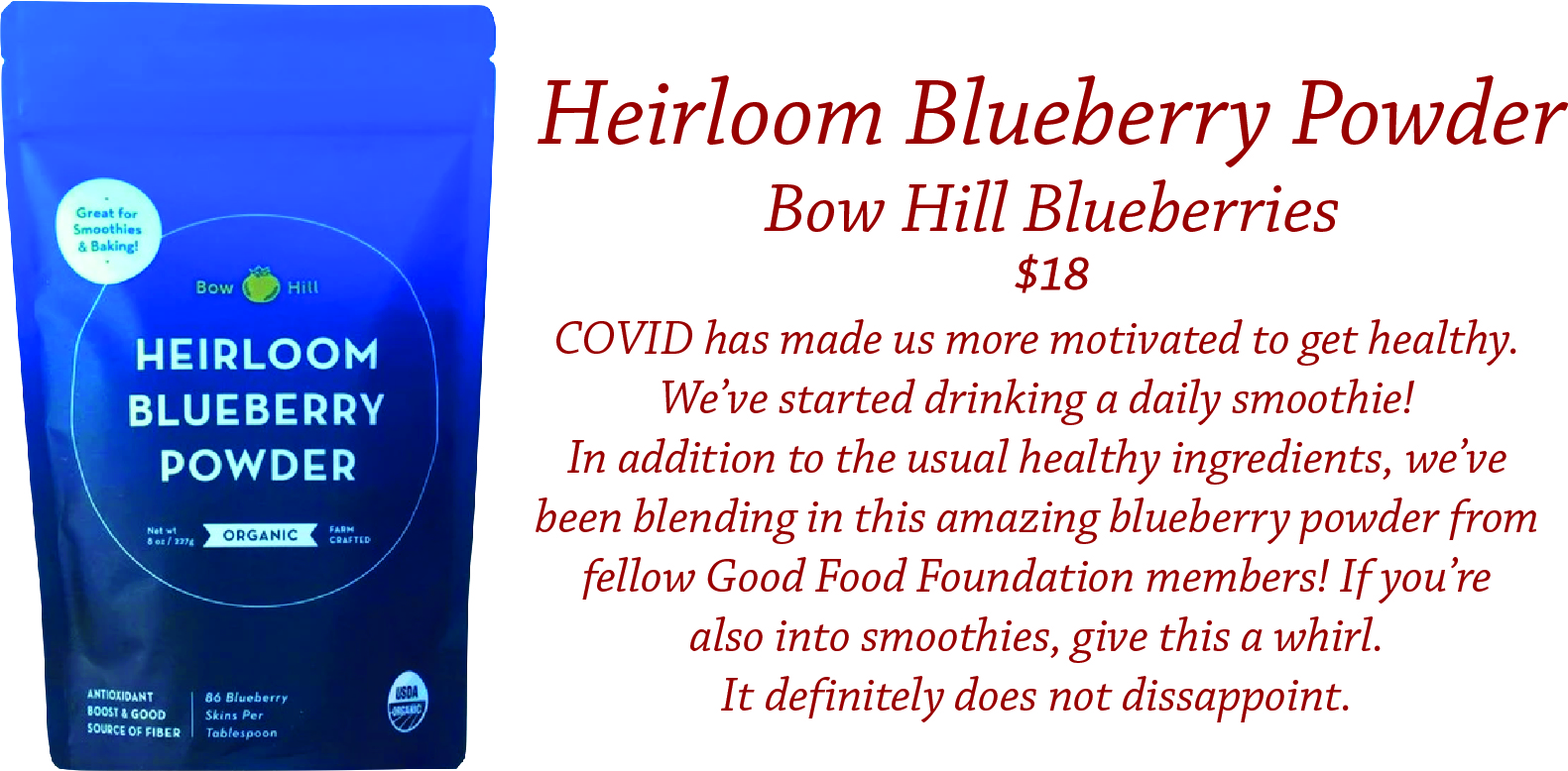 Bow Hill Heirloom Blueberry Powder