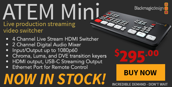 Blackmagicdesign Atem Mini Live production streaming video switcher Now in Stock - $295 Buy Now - Incredible demand- don''t wait