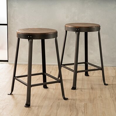Camden 24-Inch Brown Weathered Wood Counter Stool (Set of 2)