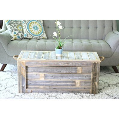 Natural Unfinished Coffee Table with Rope Handles