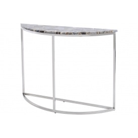 Multi Coloured Agate Crescent Console Table with Nickel Frame