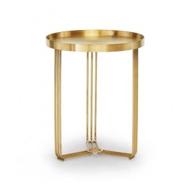 Deco - Small Circular Side Table With Brushed Brass Recessed Tray and Frame Colour Options