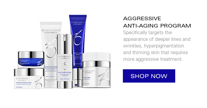 AGGRESSIVE ANT-AGING PROGRAM  Specifically targets the appearance of deeper lines and wrinkles, hyperpigmentation and thinning skin that require more aggressive treatment.  SHOP NOW