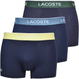 3-Pack Casual Cotton Stretch Boxer Trunks, Navy w/ teal/lemon/forest
