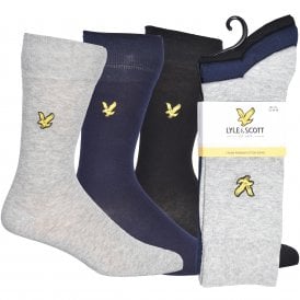 3-Pack Golden Eagle Logo Socks, Black/Grey/Navy