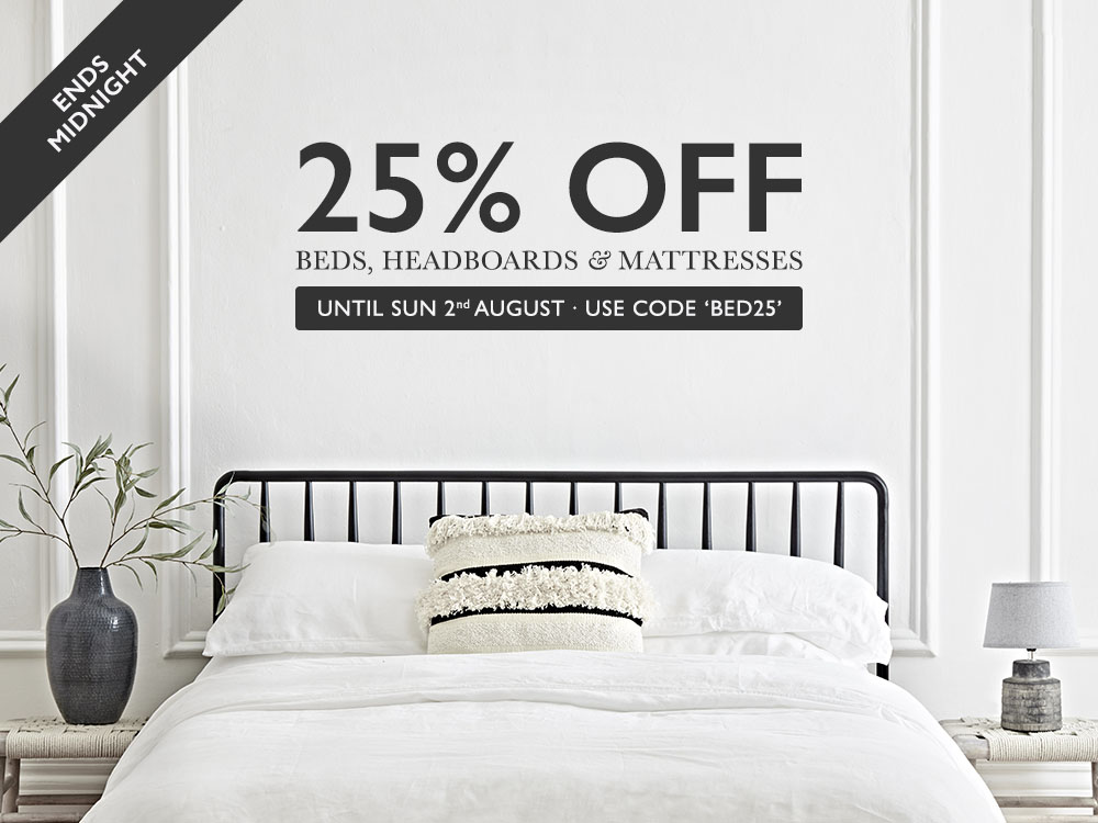 25% off beds, headboards & mattresses