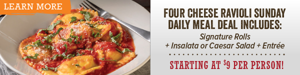 Four Cheese Ravioli is our Sunday Meal Deal - click to learn more.
